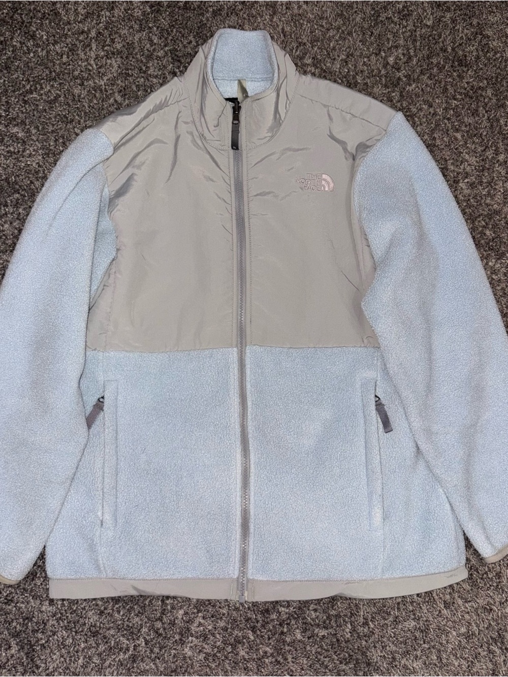 Y2K The North Face Light Gray & Pale Blue Fleece Jacket